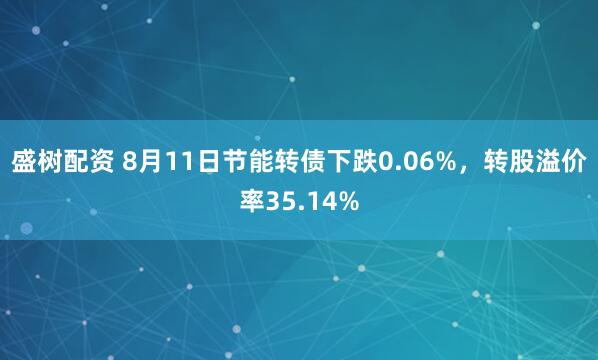 盛树配资 8月11日节能转债下跌0.06%，转股溢价率35.14%